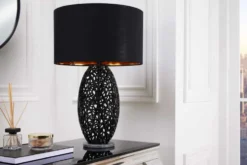 Design Tischlampe ABSTRACT LEAF schwarz Metall Marmorfuß handmade