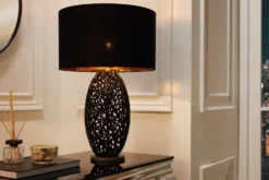 Design Tischlampe ABSTRACT LEAF schwarz Metall Marmorfuß handmade
