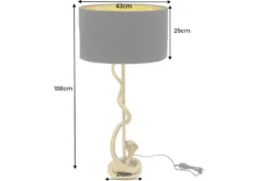Design Tischlampe COBRA 110cm gold Schlangen Skulptur schwarzer Stoffschirm