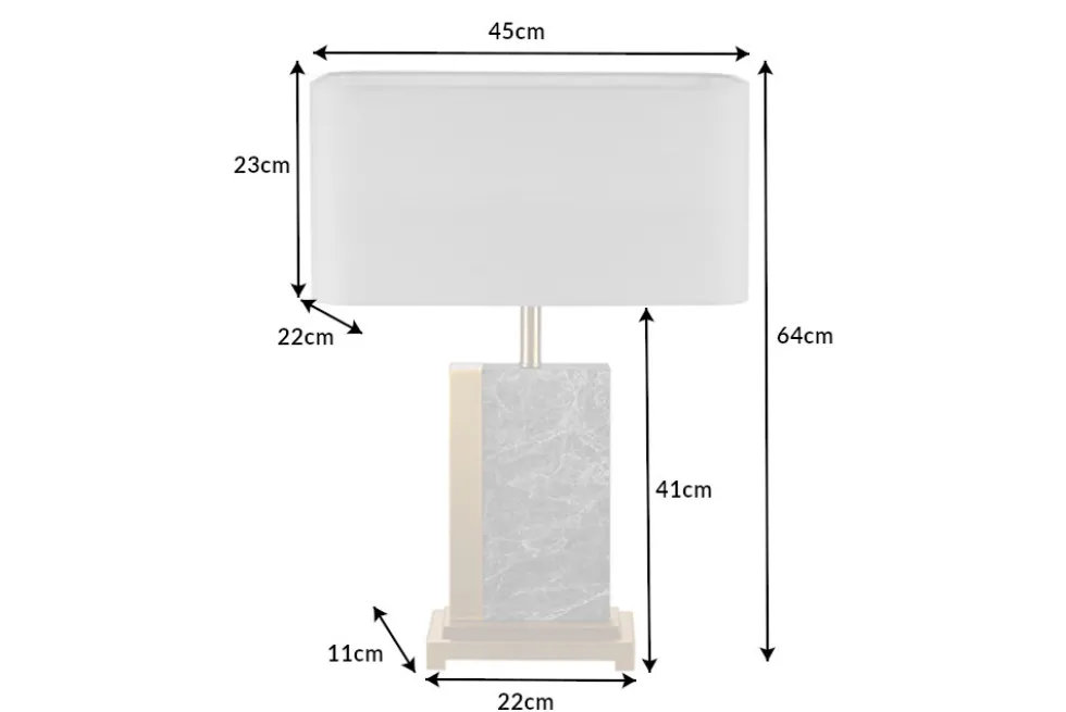 Design Tischlampe ELEGANCIA 65cm gold grau Stoffschirm Marmor