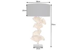 Design Tischlampe GINKGO 70cm schwarz Stoffschirm gold Metall handmade Marmor-Fuß