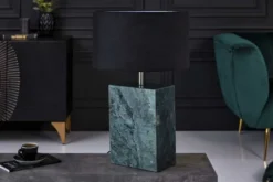Design Tischlampe NOBLE 55cm grün Marmorfuß Stoffschirm