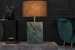 Design Tischlampe NOBLE 55cm grün Marmorfuß Stoffschirm