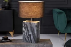 Design Tischlampe NOBLE 55cm schwarz Marmorfuß Stoffschirm