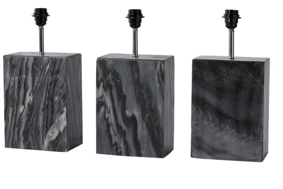 Design Tischlampe NOBLE 55cm schwarz Marmorfuß Stoffschirm