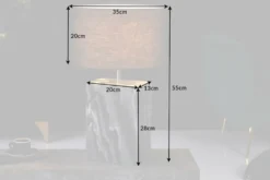Design Tischlampe NOBLE 55cm schwarz Marmorfuß Stoffschirm