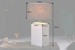 Design Tischlampe NOBLE 55cm weiß Marmorfuß Stoffschirm