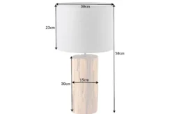 Design Tischlampe ROOTS 60cm Treibholz Leinenschirm grau handmade