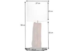 Design Tischlampe ROUSILIQUE 60cm natur weiß rund Treibholz handgearbeitet