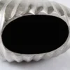 Design Tischlampe SHELL 60cm silber schwarz Metall Stoffschirm maritim