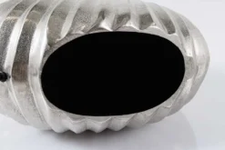 Design Tischlampe SHELL 60cm silber schwarz Metall Stoffschirm maritim