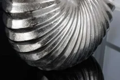 Design Tischlampe SHELL 60cm silber schwarz Metall Stoffschirm maritim