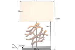 Design Tischlampe WAVE 60cm natur Massivholz handmade beige Baumwollschirm
