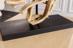 Design Tischlampe WAVE 60cm natur Massivholz handmade weiß Baumwollschirm