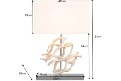 Design Tischlampe WAVE 60cm natur Massivholz handmade weiß Baumwollschirm