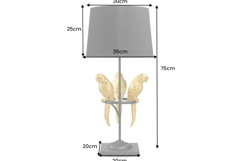 Design Tischlampe WILDLIFE 75cm schwarz türkis rund Papagei Skulpturen mit Marmor-Fuß