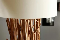 Design Treibholz Stehlampe EUPHORIA 180cm natur mit Leinenschirm