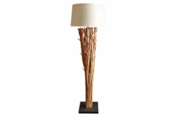 Design Treibholz Stehlampe EUPHORIA 180cm natur mit Leinenschirm