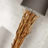 Design Treibholz Stehlampe EUPHORIA 180cm grau mit Leinenschirm