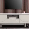 Design TV-Board SAVOY 150cm kaschmir weiß Marmor Keramik mit Stauraum und 3D-Front