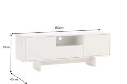 Design TV-Board SAVOY 150cm kaschmir weiß Marmor Keramik mit Stauraum und 3D-Front