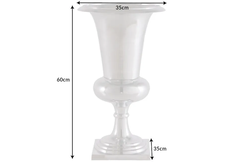 Design Vase GOAL 60cm silber Pflanzen Pokal Aluminium