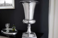 Design Vase GOAL 60cm silber Pflanzen Pokal Aluminium