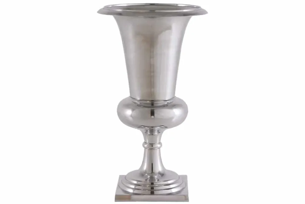 Design Vase GOAL 60cm silber Pflanzen Pokal Aluminium