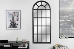Design Wandspiegel CASTILLO 140cm schwarz Landhausstil Fenster