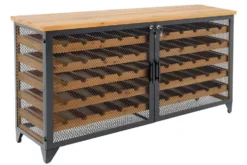 Design Weinboard BODEGA 130cm natur schwarz Tannenholz Metall Flaschenregal