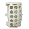 Design Weinfass BODEGA WHITE 70cm weiß gold Pinie Flaschen Gläseraufhängung