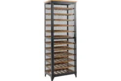 Design Weinschrank BODEGA 185cm natur schwarz Tannenholz Metall Flaschenregal