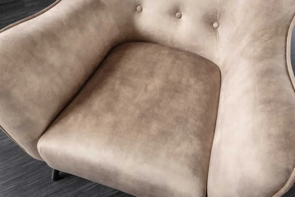 Design XL Sessel AMSTERDAM champagner Samt schwarze Metallbeine Retro Stil