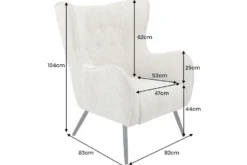 Design XL Sessel AMSTERDAM greige Bouclé schwarze Metallbeine Retro Stil