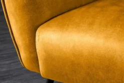 Design XL Sessel AMSTERDAM senfgelb Samt schwarze Metallbeine Retro Stil