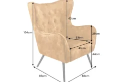 Design XL Sessel AMSTERDAM senfgelb Samt schwarze Metallbeine Retro Stil