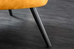 Design XL Sessel AMSTERDAM senfgelb Samt schwarze Metallbeine Retro Stil