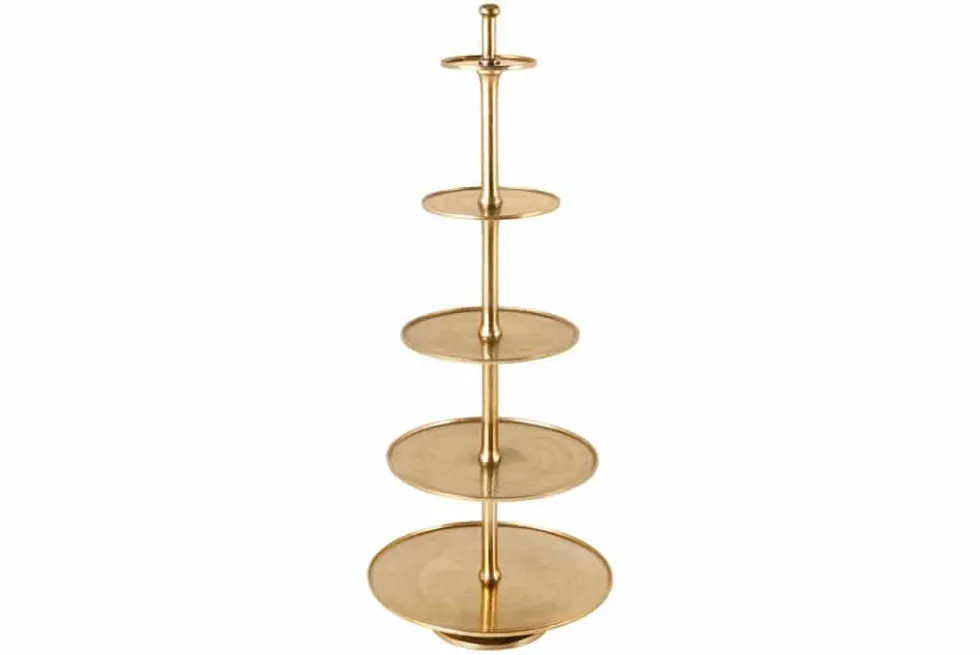 Design XXL Etagere ABSTRACT 150cm gold Metall mit fünf Etagen handmade