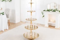 Design XXL Etagere ABSTRACT 150cm gold Metall mit fünf Etagen handmade