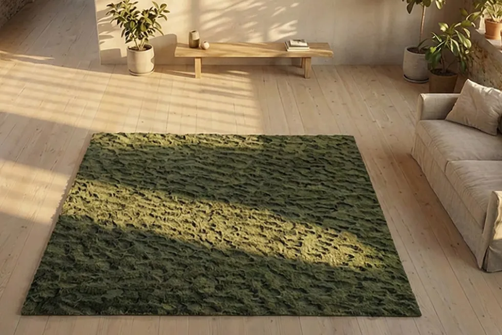 3D Hochflor Teppich DUNE 230x160cm dunkelgrün Hoch-Tief-Effekt