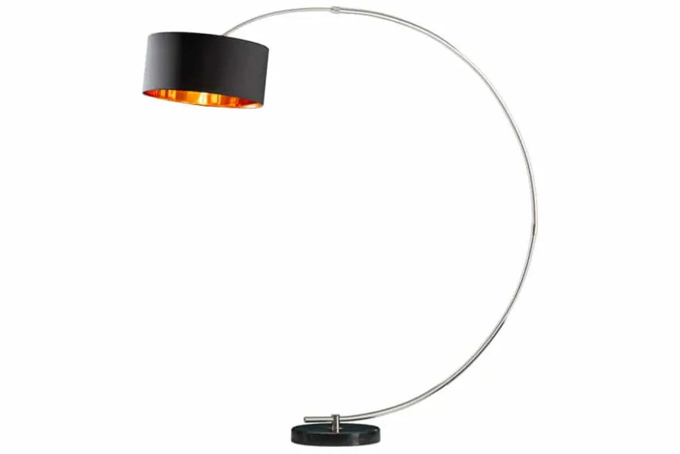 Dimmbare Bogenlampe PYTHON 190cm schwarz gold Retro Bogenleuchte