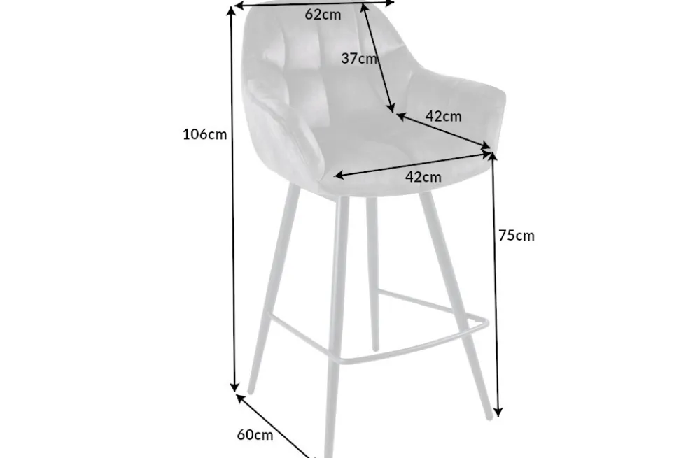 Drehbarer Barhocker PAPILLON grau Samt Barstuhl mit Lehne schwarze Metallbeine
