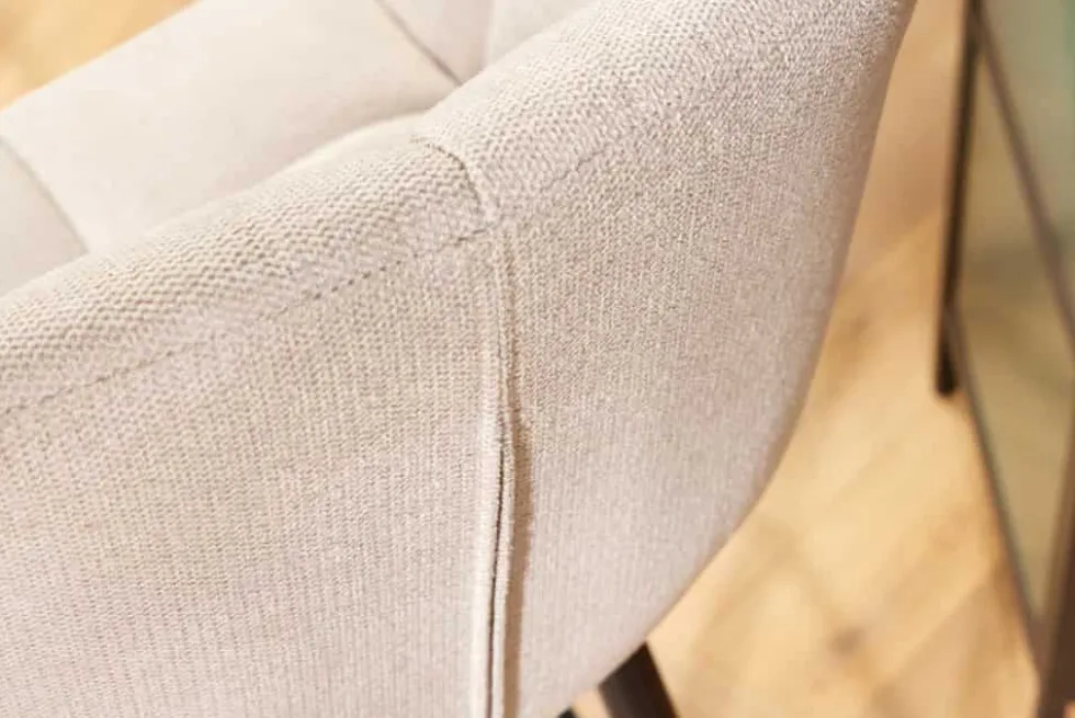 Drehbarer Barhocker PAPILLON champagner beige Barstuhl mit Lehne schwarze Metallbeine