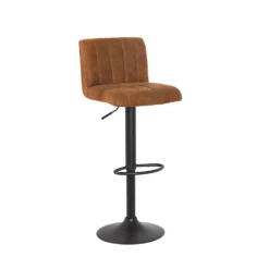 Drehbarer Barhocker PORTLAND vintage braun Microfaser Barstuhl mit Lehne höhenverstellbar