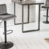 Drehbarer Barhocker PORTLAND grau Samt Barstuhl mit Lehne höhenverstellbar