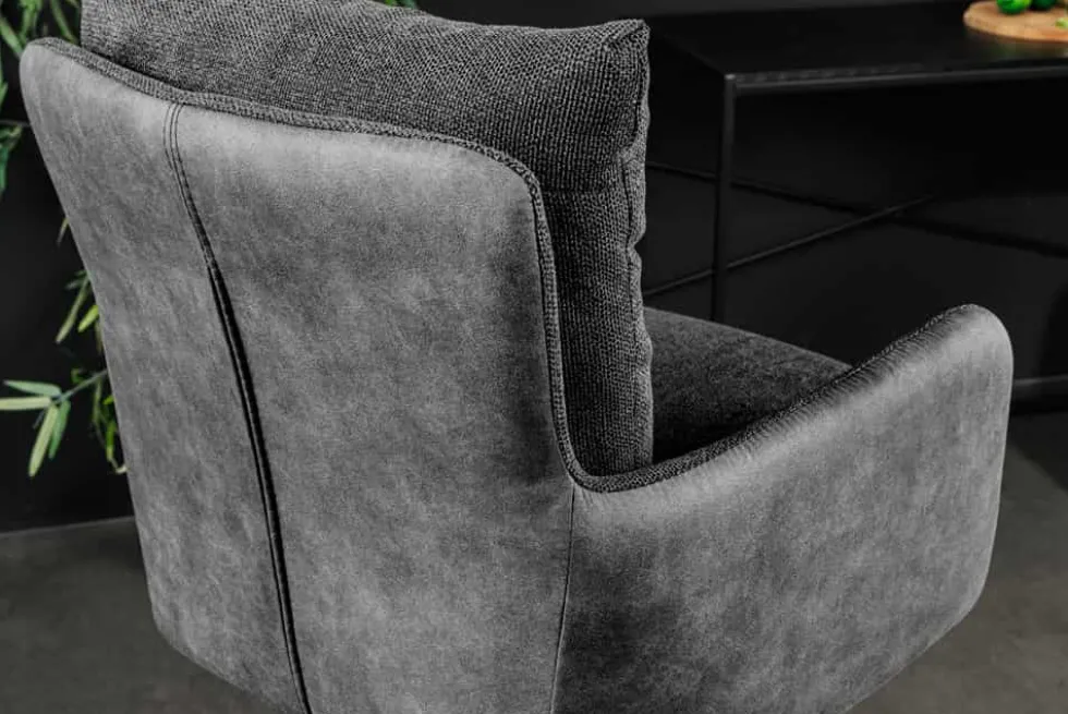 Drehbarer Design Barhocker BIG GEORGE anthrazit Samt Taschenfederkern mit Armlehnen