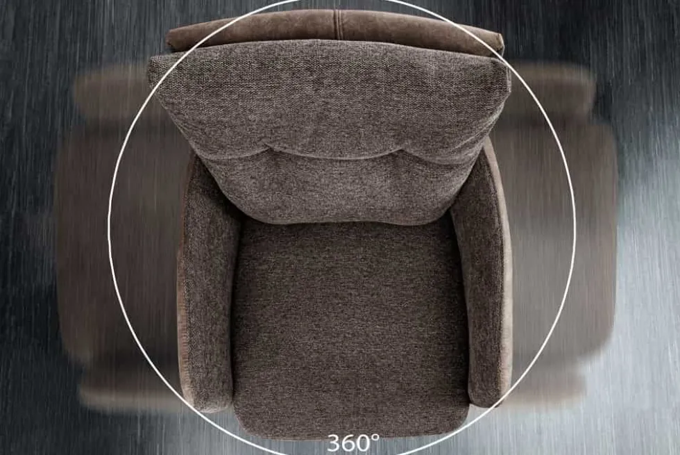 Drehbarer Design Barhocker BIG GEORGE taupe Samt Taschenfederkern mit Armlehnen Metall