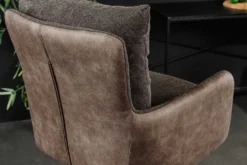 Drehbarer Design Barhocker BIG GEORGE taupe Samt Taschenfederkern mit Armlehnen Metall