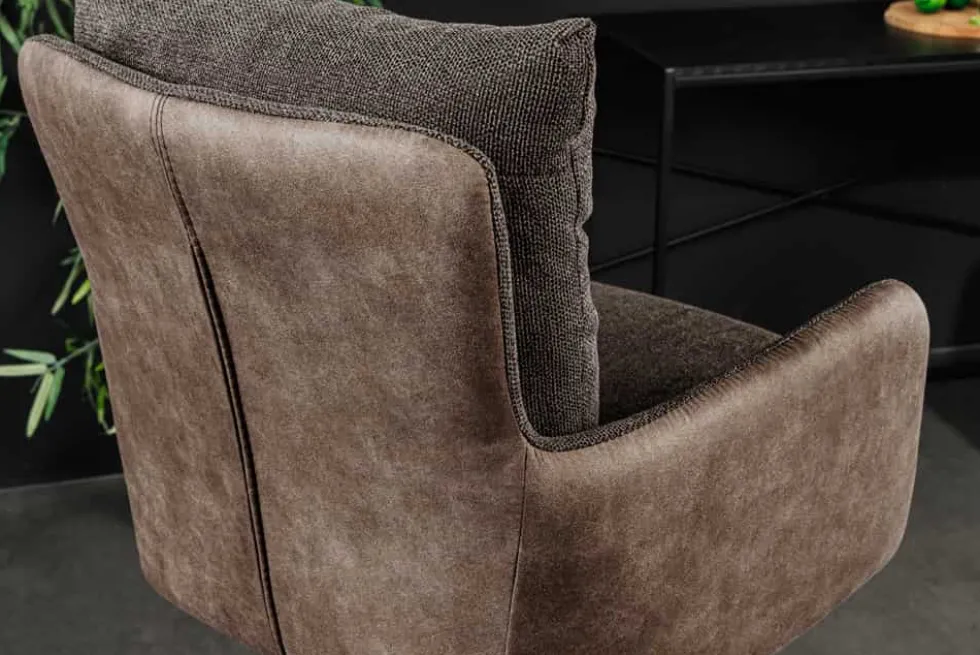 Drehbarer Design Barhocker BIG GEORGE taupe Samt Taschenfederkern mit Armlehnen Metall