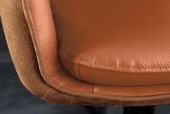 Drehbarer Design Barhocker BIG GEORGE cognac Echtleder höhenverstellbar mit Armlehnen